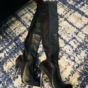 Knee High Black Leather Boots